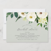 Elegant White Floral | Sage Mint Vrijgezellenfeest Kaart (Voorkant)