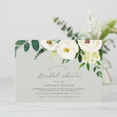 Elegant White Floral | Sage Mint Vrijgezellenfeest Kaart (Staand voorkant)