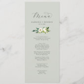Elegant White Floral | Sage Mint Weddenrennen Menu (Voorkant)