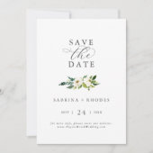 Elegant White Floral Save the Date (Voorkant)
