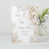 Elegant White Floral Save the Date Kaart (Staand voorkant)