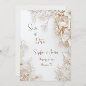 Elegant White Floral Save the Date Kaart (Voorkant / Achterkant)