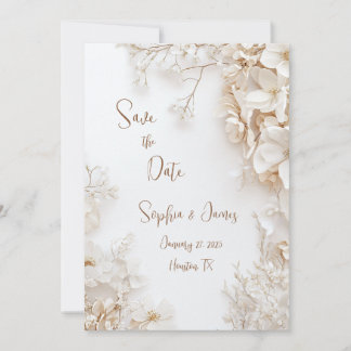 Elegant White Floral Save the Date Kaart