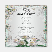 Elegant White Floral Save the Date Magnet (Voorkant)