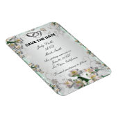 Elegant White Floral Save the Date Magnet Magneet (Rechterzijde)