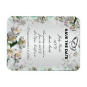 Elegant White Floral Save the Date Magnet Magneet (Horizontaal)