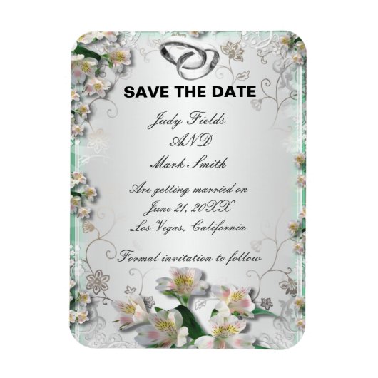 Elegant White Floral Save the Date Magnet Magneet (Verticaal)