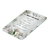 Elegant White Floral Save the Date Magnet Magneet (Linkerzijde)