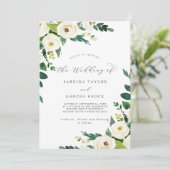 Elegant White Floral Schedule of Events Wedding in Kaart (Staand voorkant)