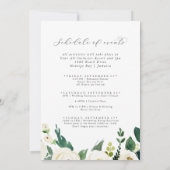 Elegant White Floral Schedule of Events Wedding in Kaart (Achterkant)