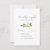 Elegant White Floral Simple RSVP-kaart RSVP Kaartje (Voorkant)