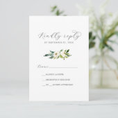 Elegant White Floral Simple RSVP-kaart RSVP Kaartje (Staand voorkant)