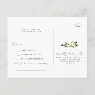 Elegant White Floral Song Request RSVP Briefkaart