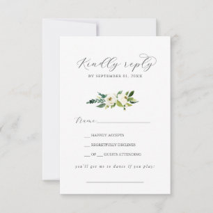 Elegant White Floral Song Request RSVP Card Kaartje