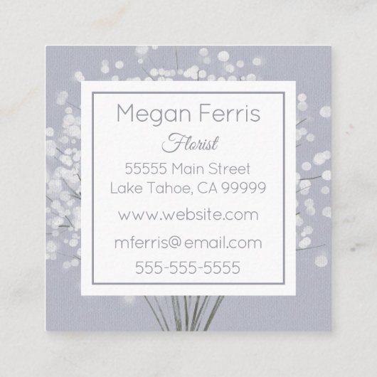 Elegant White Floral Square Visitekaartje (Achterkant)