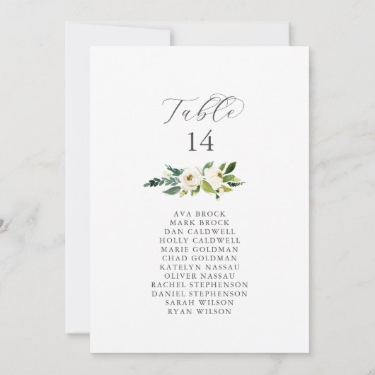 Elegant White Floral Table Number (aantal zitplaat (Achterkant)