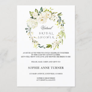 Elegant White Floral Virtual Vrijgezellenfeest by  Kaart