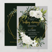 Elegant White Floral Virtual Wedding Invitation Kaart (Voorkant / Achterkant)