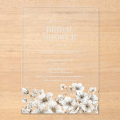 Elegant White Floral Vrijgezellenfeest Acryl Uitnodigingen (Voorkant)