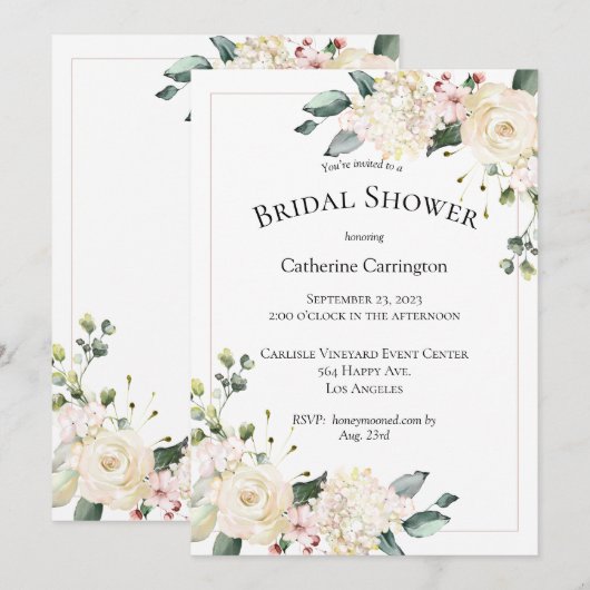 Elegant White Floral Waterverf Vrijgezellenfeest Kaart (Voorkant / Achterkant)