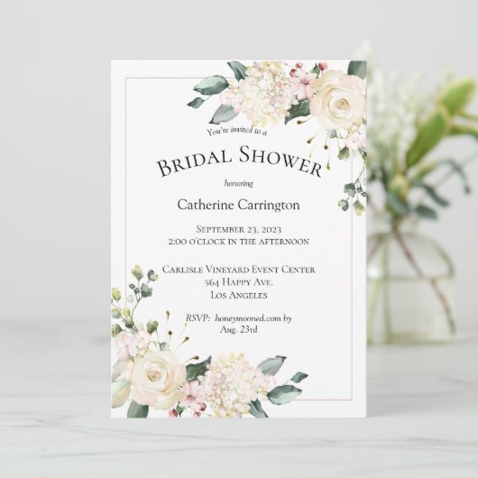 Elegant White Floral Waterverf Vrijgezellenfeest Kaart (Staand voorkant)