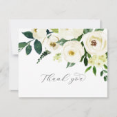 Elegant White Floral Weddenschap Hartelijk dank Bedankkaart (Voorkant)