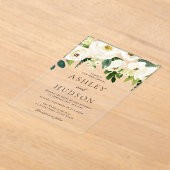 Elegant White Floral Wedding Acryl Uitnodigingen (Laagn)
