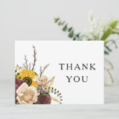 Elegant White Floral Wedding Bedankkaart (Staand voorkant)