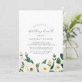 Elegant White Floral Wedding Brunch Kaart (Staand voorkant)