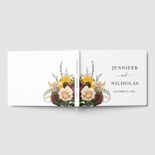 Elegant White Floral Wedding Gastenboek (Volledig)