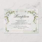 Elegant White Floral Wedding Greenery Gold Frame Informatiekaartje (Voorkant)