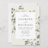 Elegant White Floral Wedding Invitation Kaart (Voorkant)