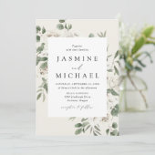 Elegant White Floral Wedding Invitation Kaart (Staand voorkant)