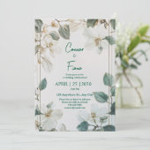 Elegant White Floral Wedding Invitation Kaart (Staand voorkant)