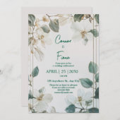 Elegant White Floral Wedding Invitation Kaart (Voorkant / Achterkant)