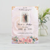 Elegant White Floral Wedding Invitation Kaart (Staand voorkant)
