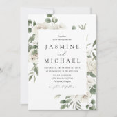 Elegant White Floral Wedding Kaart (Voorkant)