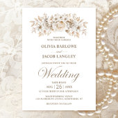 Elegant White Floral Wedding Kaart