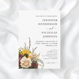 Elegant White Floral Wedding Kaart