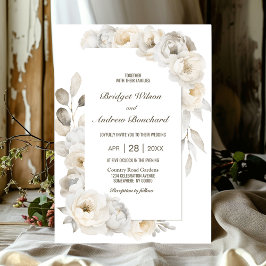 Elegant White Floral Wedding Kaart