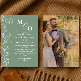 Elegant White Floral Wedding Kaart