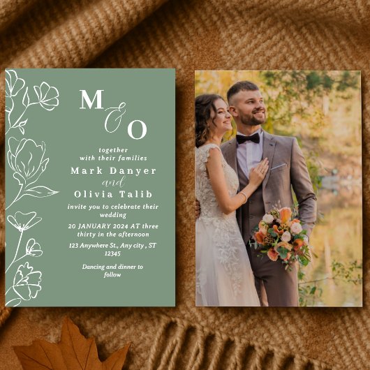 Elegant White Floral Wedding Kaart