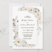 Elegant White Floral Wedding Kaart (Voorkant)