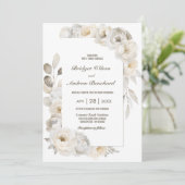 Elegant White Floral Wedding Kaart (Staand voorkant)