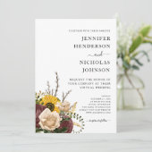 Elegant White Floral Wedding Kaart (Staand voorkant)