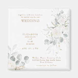 Elegant White Floral Wedding Magneet