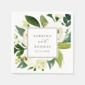 Elegant White Floral Wedding Napkins Servet (Voorkant)