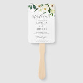 Elegant White Floral Wedding Programme Hand Fan Handwaaier (Voorkant)