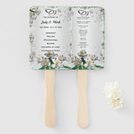 Elegant White Floral Wedding Programme Handwaaier