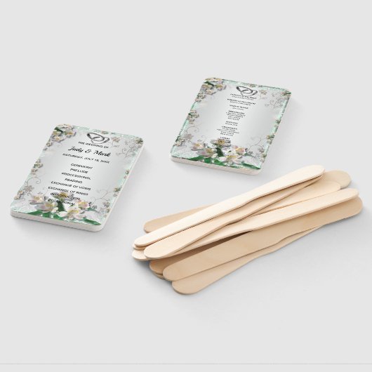 Elegant White Floral Wedding Programme Handwaaier (Niet-gemonteerd)